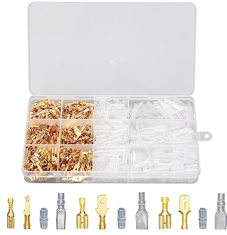 Lot de 520 embouts à sertir avec connecteurs plats kits, connecteurs électriques mâles femelles pour voitures, câbles électriques - 2,8 mm 4,8 mm 6,3 mm (OR(520))