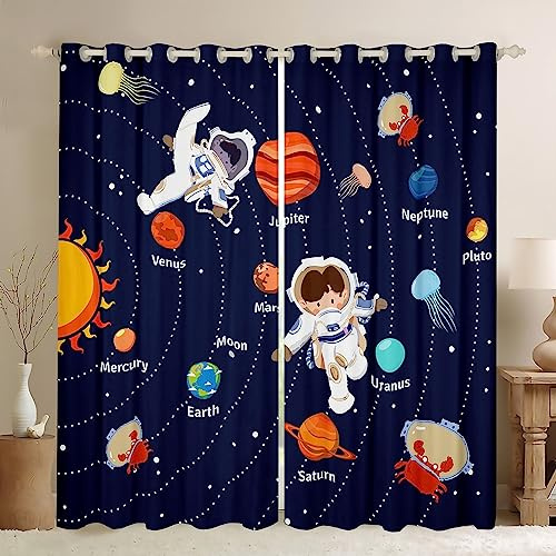 Homemissing Tende a sistema solare per camera da letto e soggiorno dello spazio esterno, 30% -50%, tende oscuranti per bambini e adulti, motivo: universo pianeti, tendaggi per finestre, 132 x 228 cm