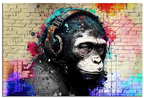 decomonkey - Tableau Acoustique Animaux 90x60 1 Pièce - Impression sur Toile Décoration Maison Isolation Peinture Image Phonique Déco Bureau Panneaux Acoustiques