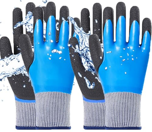 GAVOROHANS 2 Pairs Gardening Gloves Waterproof Work Gloves Durable Superior Grip for Maintenance Garden Logistics Warehousing Outdoor Activities (L)