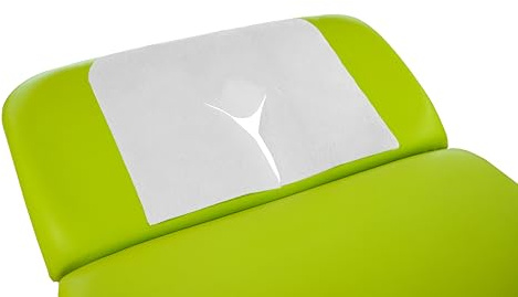 100 Stück – XXL Vlies (57 gsm/nachhaltig/kompostierbar) - Hygieneüberzug/Nasenschlitztücher/Gesichtsauflagen für Massageliegen, 40 x 30 cm, Y Universalpassform für Massage- und Therapieliegen