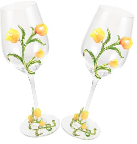 WATIIFUFU 2pcs High Foot Tulip Goblet Wine Flutes Glass Liquor Container for Bars and Restaurants