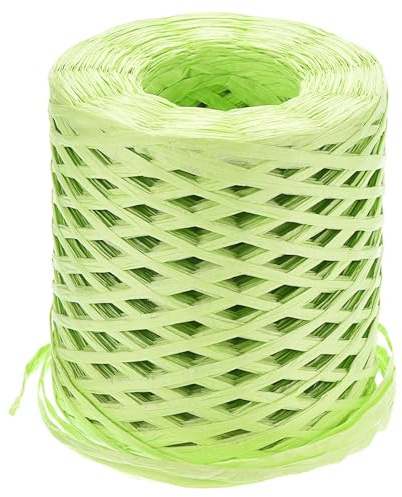 QUARKZMAN Cinta de Artesanía de Papel de Rafia 1/4 Pulgada 218 Yardas Cordel de Rafia para Envolver Navidad Regalos Manualidades DIY Verde Fruta