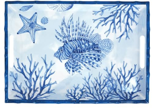 Les Jardins de la Comtesse - Grand Plateau en mélamine avec poignées Corail 50 x 36 x 5 cm - Collection Piana
