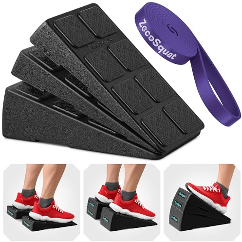 Juego de 3 Cuñas para Sentadillas – Bloques de Cuña con Capacidad de 236 kg – Tabla Inclinada para Estiramiento de Pantorrillas – Plataforma Inclinada para Gemelos – Bloques de Yoga