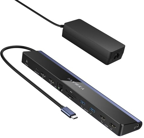 iVANKY 12-in-1 Laptop Docking Station USB C mit 100W-Netzteil, 4K@60Hz Dual Monitore Dockingstation für Windows, Lenovo, Thinkpad, Dell, HP, ASUS, Surface usw.
