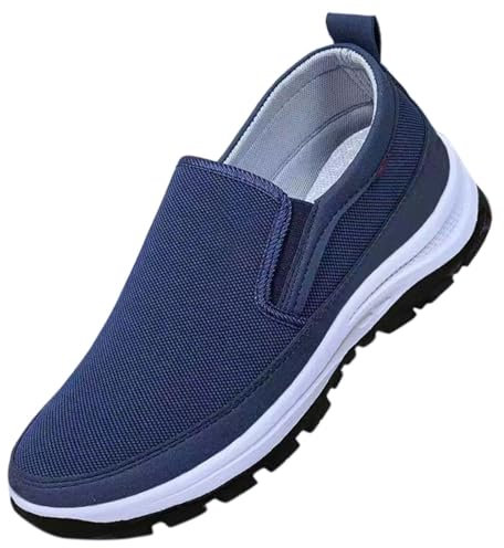 AZMAHT Zapatillas sin Cordones para Hombre con Pies Anchos o Hinchados, Calzado Ligero y Transpirable para Correr, Azul, 42/260mm