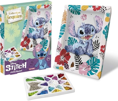 SEQUINS KOLLEKTION - Disney Stitch-set - Skapa en gnistrande paljettmålning - Förvaringsficka ingår - Separera och organisera paljetterna enkelt - från 7 år