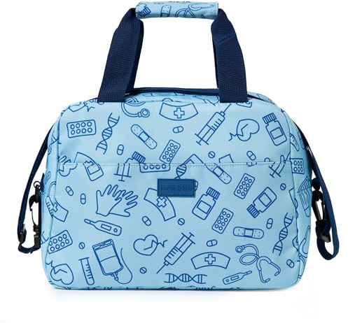 Nurse is Love Bolsa Termica Porta Alimentos con Patrones de Enfermera, Bolsa Comida Trabajo, Nevera Portatil, Loncheras de Trabajo con Divisiones ajusta con Tartera, Fiambreras para Enfermeras