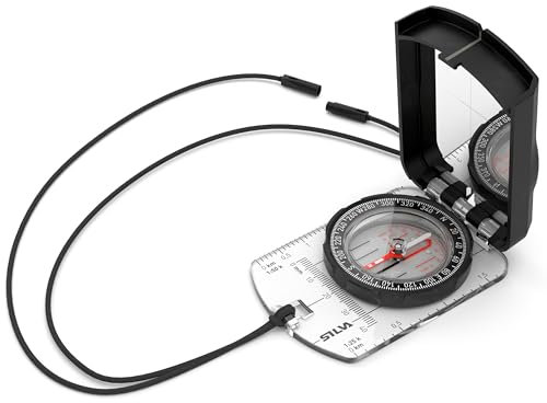 Silva Kompass Outdoor - Spiegelkompass Ranger S Black - Peilkompass für Lange Entfernungen - Marschkompass Drehbarem Kompassgehäuse - Skala 1:25k & 1:50k - Kompass Militär Wanderkompass Sichtkompass