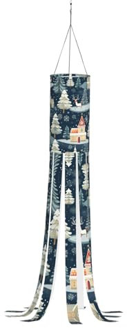 YQTGBCED Windsäcke mit weihnachtlichem Hirsch-Druck, Herbst- bis Winter-Windsäcke, hängende Dekoration für Thanksgiving, Polyester-Geister-Windsack