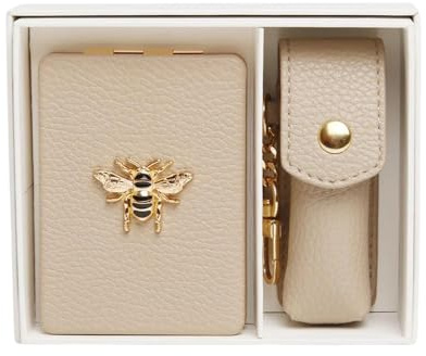 Alice Wheeler Bee Giftset – Ensemble de 2 pièces – Miroir compact et support de rouge à lèvres (pierre)