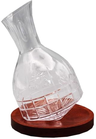 ZZTWER Decanter per Vino Rosso da 1300 ml, aeratore per Vino in Vetro di Cristallo, versatore per Bicchiere Decanter Rotante con Vassoio in Legno Decanter rapido per la casa
