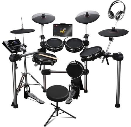 Carlsbro CSD600 Mesh Head Electronic Drum Kit, 9-Piece Digital Electric Set with Phone/Tablet Mount, Stool, Headphones & 50 Free Melodics Lessons for Home Practice