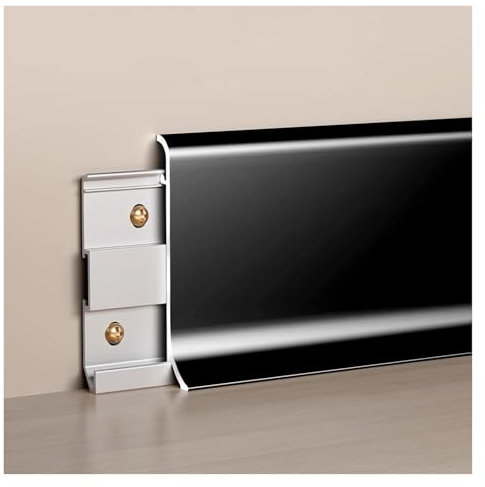 fussleisten Aluminium-Wandleiste, 1,5/2,4/3,2 Zoll Länge, 49 Zoll Badezimmer-Sockelleiste, aufsteckbare wasserdichte Molduras Decorativas für Badezimmer, Küchenschränke(Black 4pcs,H 4cm/1.5in)