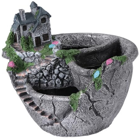 Happyyami Sukkulententopf Aus Resin Kreative Runde Form Blumenbecken Für Home Office Balkon Langlebig Und Pflegeleicht Dekoration Für Haus Und Garten Silber Villa Stil