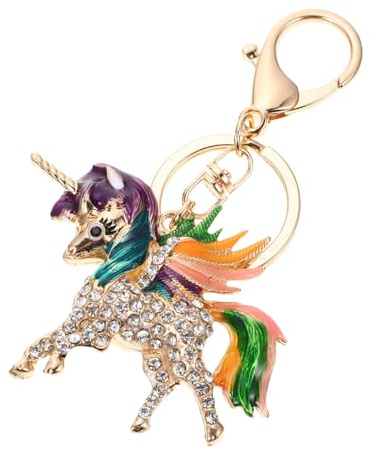 Holibanna Schlüsselanhänger Einhorn Aus Zinklegierung Mit Strass Taschenanhänger Leichter Taschen Und Schlüsselbund Schmuck Für Damen