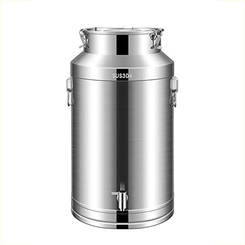 Bidone del Latte in Acciaio Inossidabile 304 con Rubinetto - 15L/20L/28L/35L Contenitore per Il Trasporto del Latte per impieghi gravosi Secchio per Vino Secchio per barile Brocca con coperc