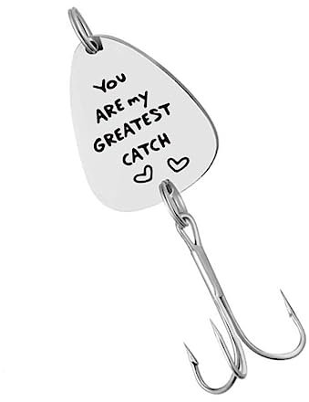 DECOMELODY Angelhaken Edelstahl Graviert Mit Liebeserklärung „du Bist Mein Größter Fang“ Silberner Angelköder Vatertagsgeschenk Für Angler Vater Mann Strand