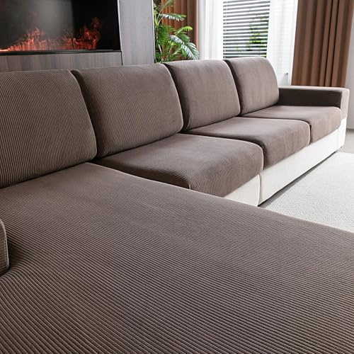 OHSIO Stretch Sofa Sitzkissenbezug - Rutschfester Sofa Überzug, Waschbarer Sofabezug, Universeller Couch Überzug, Strapazierfähig & pflegeleicht(Braun, 1x Sitzbezug M)