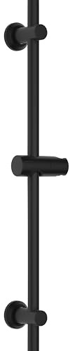 JOHO Barre de douche en acier inoxydable avec support de douchette et fixations murales réglable compatible trous existants, colonne de douche 70 cm noir