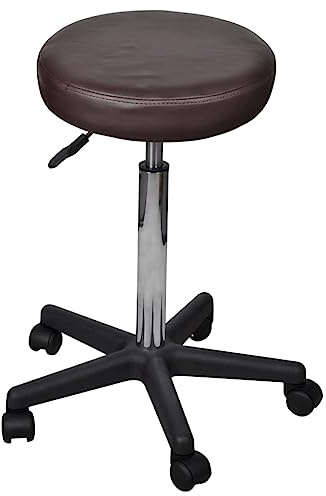 Qnhdfrt Bürohocker Braun Höhenverstellbarer Drehstuhl mit Gasdruckfeder Modernes Design & Hoher Sitzkomfort 35,5 x 52 x 64-84 cm Leicht & Stabil für Home Office Schlafzimmer und Schminktisch