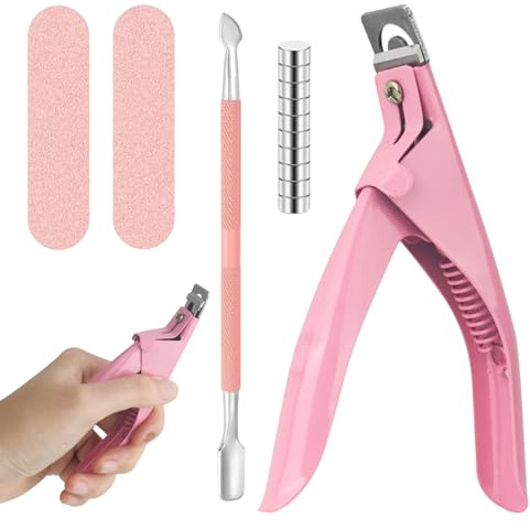 14Pcs Acrylic Nail Clippers,Nail Clippers for Acrylic Nails,Nail Tip Cutter | Nail-Art Manicure Tool for Fake Nails & Acrylic Nails,with 10Pcs Magnets,2Pcs Rubbing Strips,1Pcs Steel Pusher,Salon/Home Use