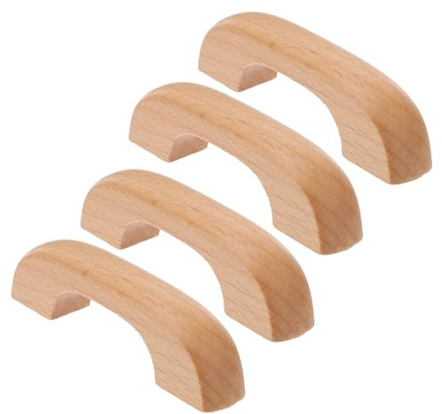 FUOYLOO Schrankgriffe in Khaki 4 Stück aus Buchenholz mit 64mm Lochabstand Komfortabler Griff Schlichtes Design für Küchenschubladen und Schranktüren