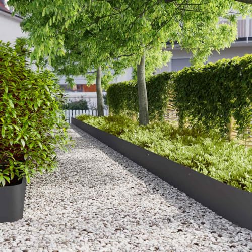 Lumanois Bordes para césped 20 uds Acero Laminado frío Negro 25x103 cm, Bricolaje Vallas de jardín Ribetes y Bordes para jardín, Negro, 22.97kg