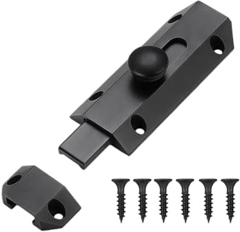 Brass Slide Door Bolt 3 Inch Heavy Duty Doors Lock Gate Bolt Thick Security Door Catches for Internal Door Surface Mounted Security Lock Latch for Bathroom Bedroom Garden Gate Garage Black