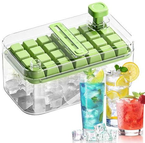 Stampo Cubetti Ghiaccio Con Contenitore,Vaschetta Per Sfere Refrigeranti Con 56 Scomparti - Stampo Per Cubetti Di Ghiaccio A Pressione Con Coperchio E Contenitore - Per Congelatore Frigorifero Cibo Ca