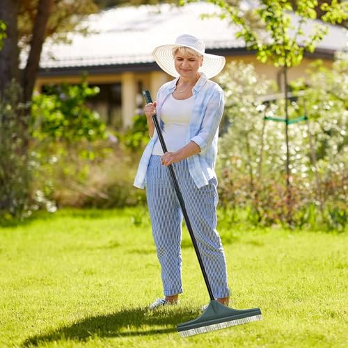 Scopa Per Pettinare Pulire Prato Sintetico Con Manico Rastrello 45Cm