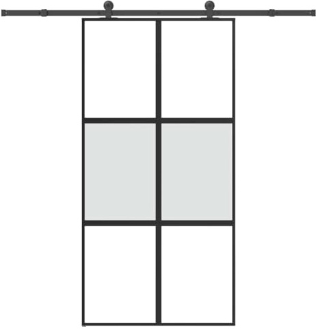 Runheo Porte coulissante en verre trempé aluminium avec kit de quincaillerie noir pour maison appartement intérieur sécurité isolation phonique design minimaliste