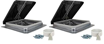 HENG’S INDUSTRIES 14 RV Roof Vent Kit w/Butyl Tape w/12 Volt Fan | Tinted | #74112-C | RV Replacement Vent (2)