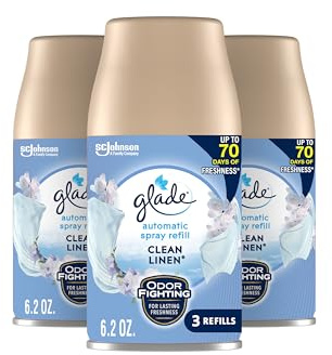 Glade Automatic Spray Air Freshener Refill, Scented Air Freshener for Home and Bathroom, Clean Linen, 6.2 Oz, 3 Count