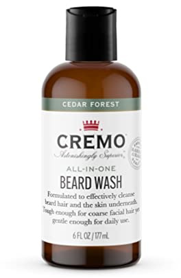 Cremo Cedar Forest All-In-One Beard and Face Wash, Specifically Designed To Clean Coarse Facial Hair, 6 Fluid Oz