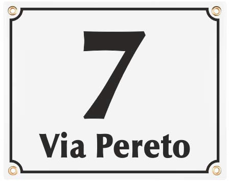 Numero Civico Esterno con Indirizzo - 20x25 cm - Targhe Personalizzate in ceramica - Bianca