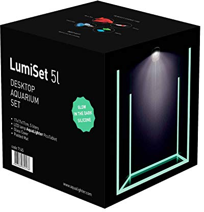 COLLAR AquaLighter LumiSet 5l - Nano-Aquarium mit Ultra-transparentem Glas mit leuchtenden Kanten - mit Abdeckscheibe, Unterlegmatte und LED-Beleuchtung