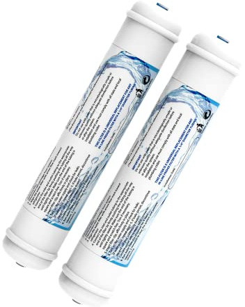 2 Pack Inline Water Filter 1/4 Quick-Connect Replacement Cartridge Inline Activated Carbon Block Filter for Refrigerator, Ice Maker, Under Sink System, Reduces Chlorine, Fluoride, Limescale and More
