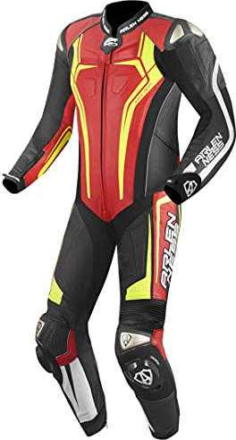 Arlen Ness Sugello 2 1-Teiler Motorrad Lederkombi, schwarz/rot/gelb, 54