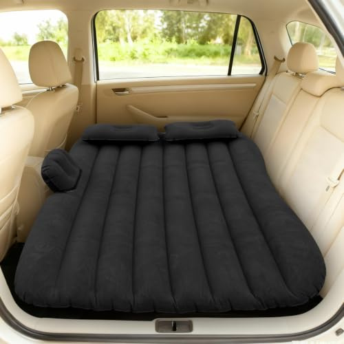 Icelus Auto Matratze with Luftpumpe | Verdickte Beflockung SUV Auto Aufblasbare Luftmatratze Camping Autobett für Camping Outdoor Traveling
