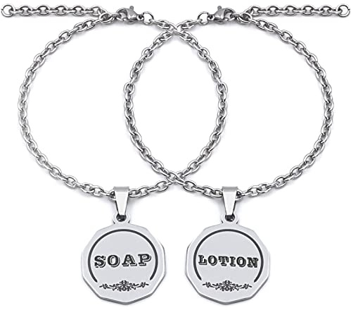 HvOvMvE Soap/Dish Soap, Lotion/Hand Soap Tags - Double-Sided Labels for Kitchen/Bathroom Soap Dispensers- Laser Engraved Three-Dimensional Font, Mason Jar Decoration, 2 pcs Set (Silver)