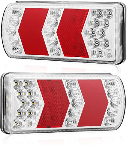 DARKGUARD Pilotos Traseros Remolque 12-24v Led, Homologado E4, 7Funcione, Impermeable 2pcs Kit Luces Traseras Piloto Trasero Remolque Led con Luz Antiniebla,Luz de Marcha Atrás para Camión Van Caravan