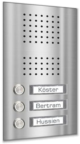 Mehrfamilienklingel Unterputz mit SPRECHSIEB und Namensschildern (3 Familien)