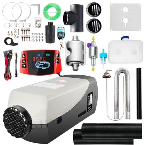 WAYSKA Diesel Heater 12V, 5L Tank, Diesel Heater 2KW, Muffler, Diesel Parking Heater with LCD Monitor & Remote Control for Trucks, Trailer, Boat and Motor-Home