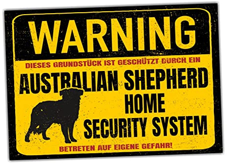 Australian Shepherd Aussie Dog Shield Warning Security System Dörrskylt hundskylt varningsskylt