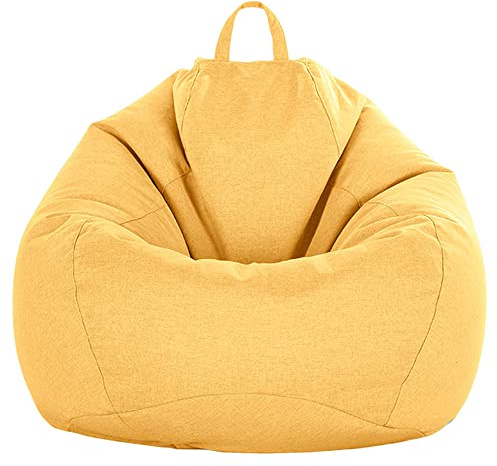 FANSU Copertura per Poltrona Sacco Puff Poltrona Senza Riempimento, Poltrona a Sacco Pigro Poltrona con Zip, Stampa Colori Solidi Pouf Poltrona per Adulti e Bambini (110x145cm,Giallo Mais)