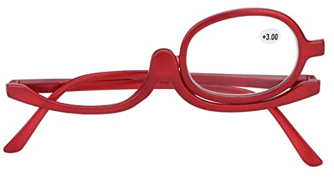 Rote Lupe Makeup Brille Augen Make-up Brille Einzellinse Drehbare Make-up Wesentliche Werkzeug für Frauen, Lesebrille(+3.00)