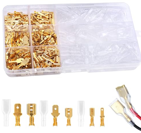 Kit de Conector de Cable, Terminales Eléctricos de Crimpado Kit, Terminales de Crimpado Kit, Conectores de Terminal de Crimpado Macho y Hembra, 315pcs, Para Altavoz de Coche, 2,8mm, 4,8mm, 6,3mm