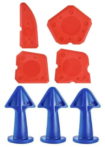 KEYU® Set de grattoirs et becs pour silicone | Spatule pour joints | Grattoir pour enlever en silicone | Bec pour cartouches en silicone (ensemble spatules et becs)